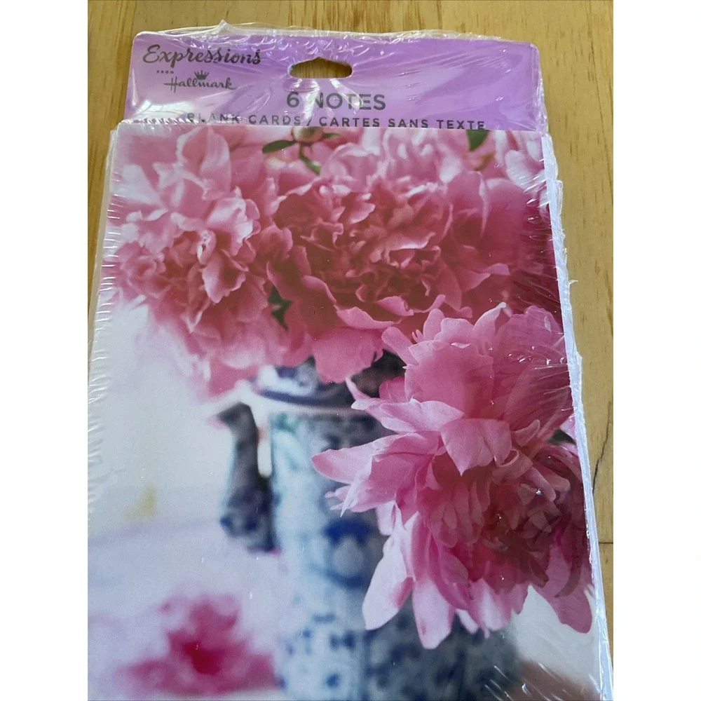 Hallmark‎ Expressions Floral Note Cards Envelopes New Set 2 Chinoiserie Pink
